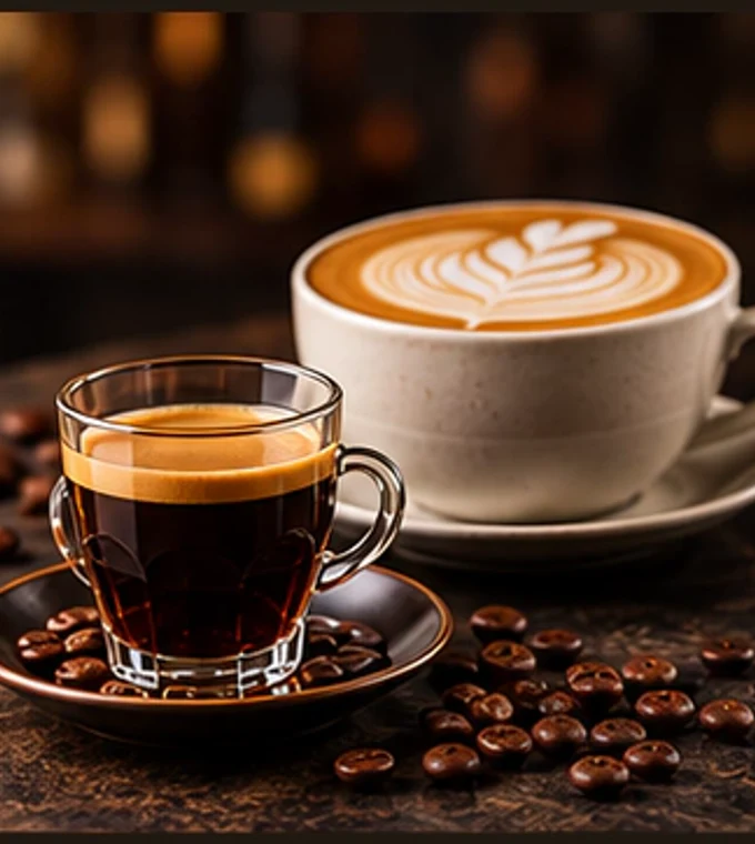 Café con leche y café americano